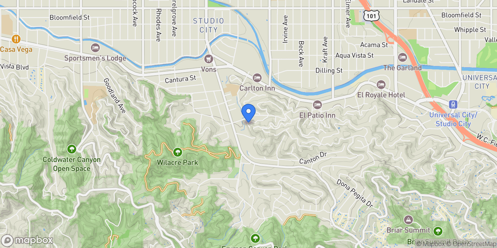 Map showing 3624 Buena Park Drive, Los Angeles, California, United States.