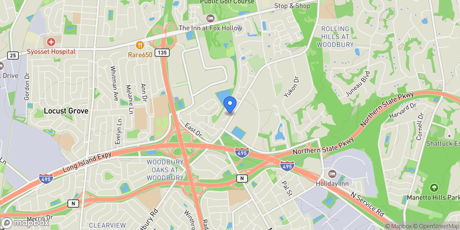 Map showing 26 Roseanne Drive, Woodbury, NY 11797, Woodbury, New York, United States.