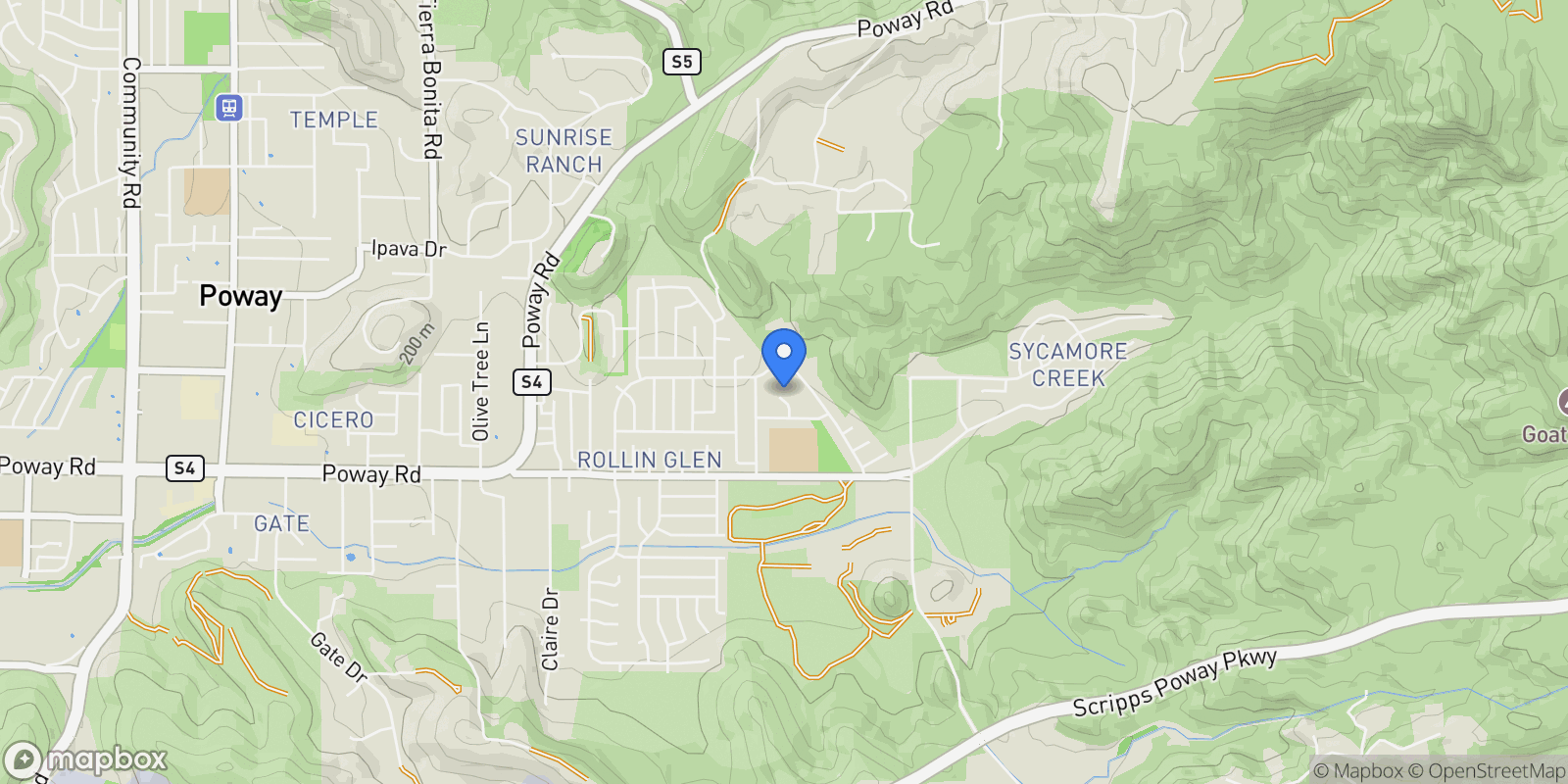 Map showing 13435 Frey Court, Poway, California, United States.