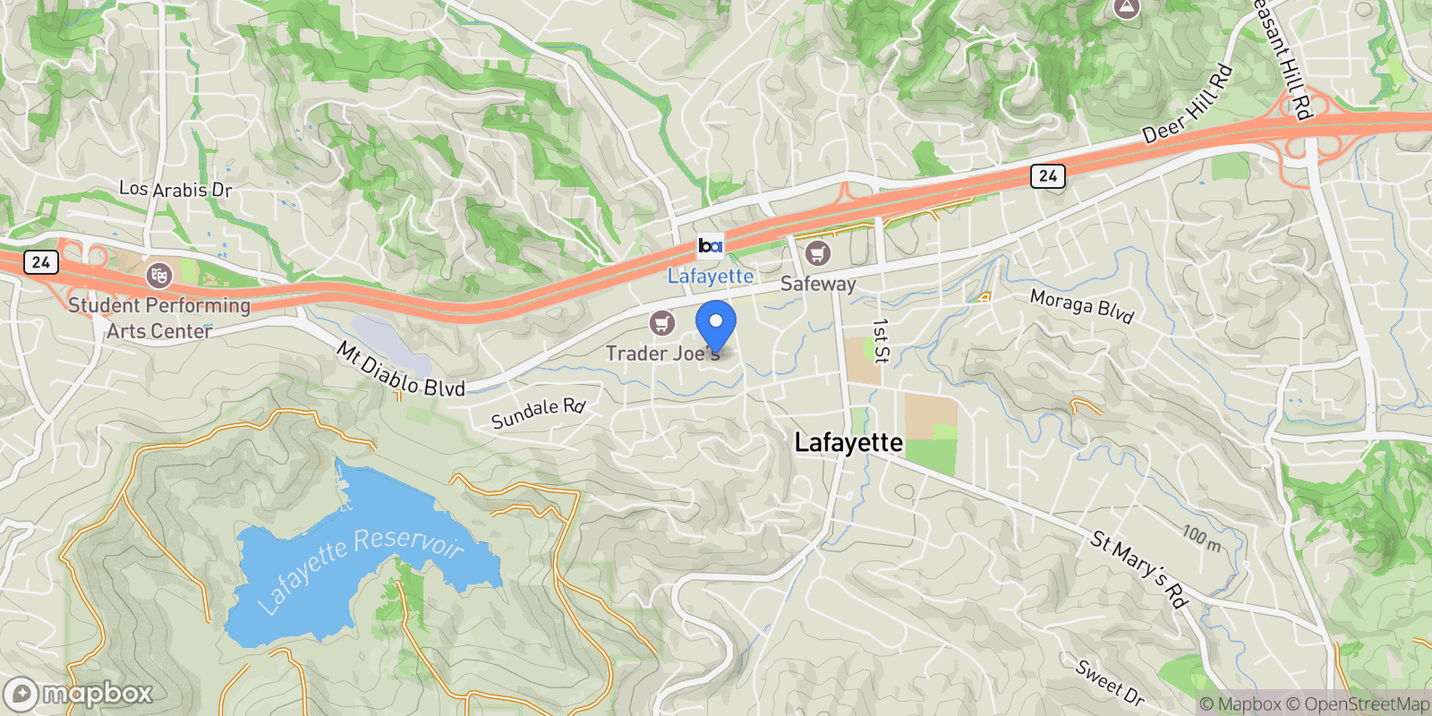 Map showing 3615 Chestnut Street, Lafayette, California, United States.