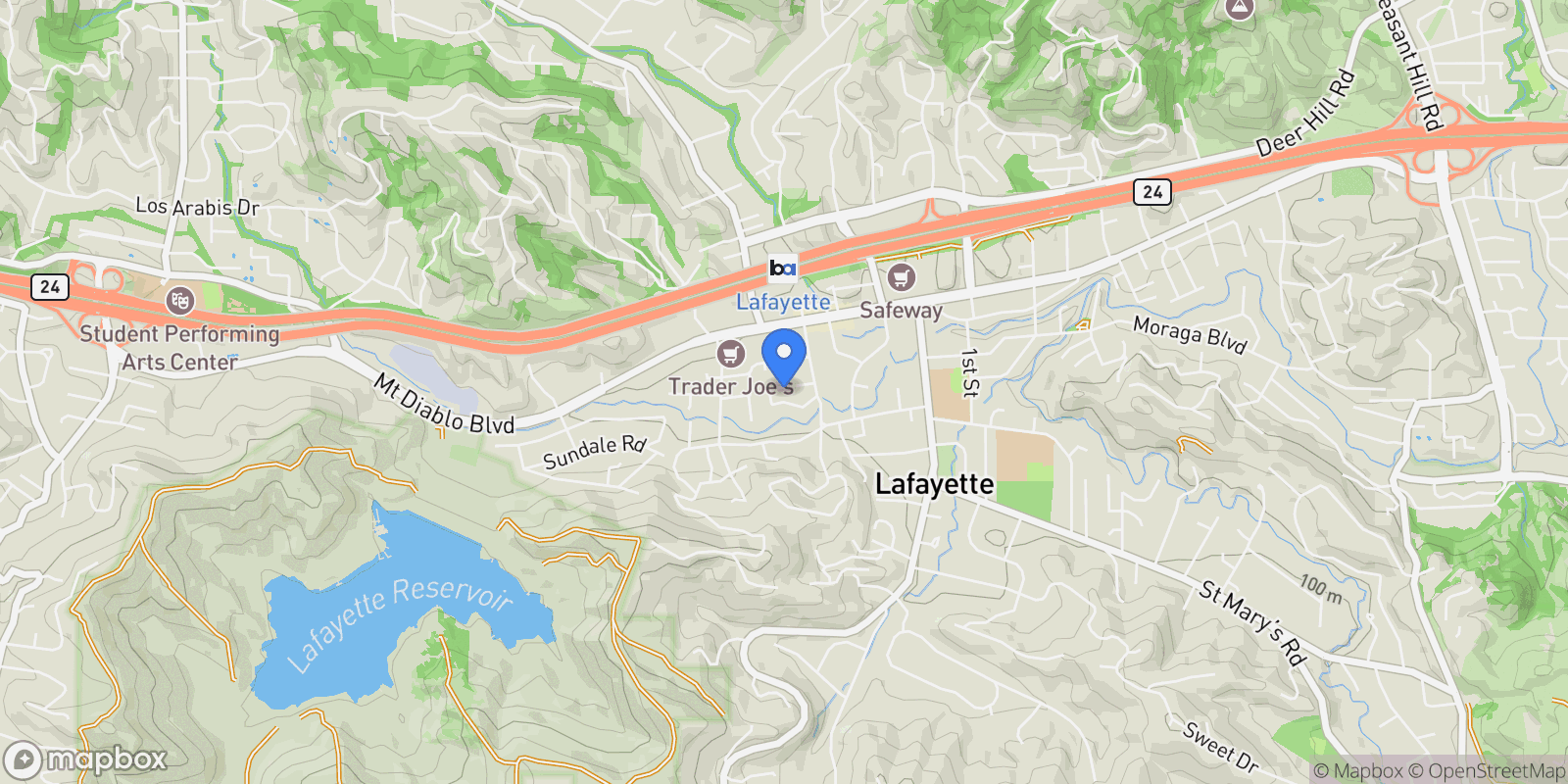 Map showing 3621 Chestnut Street, Lafayette, California, United States.
