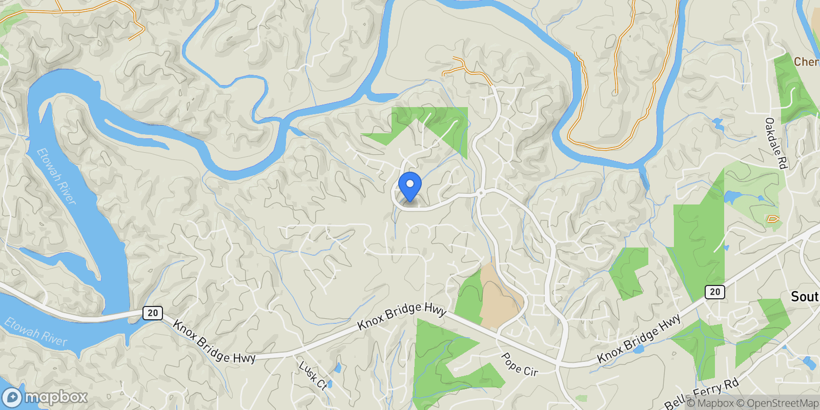 Map showing Canton, Georgia, United States.