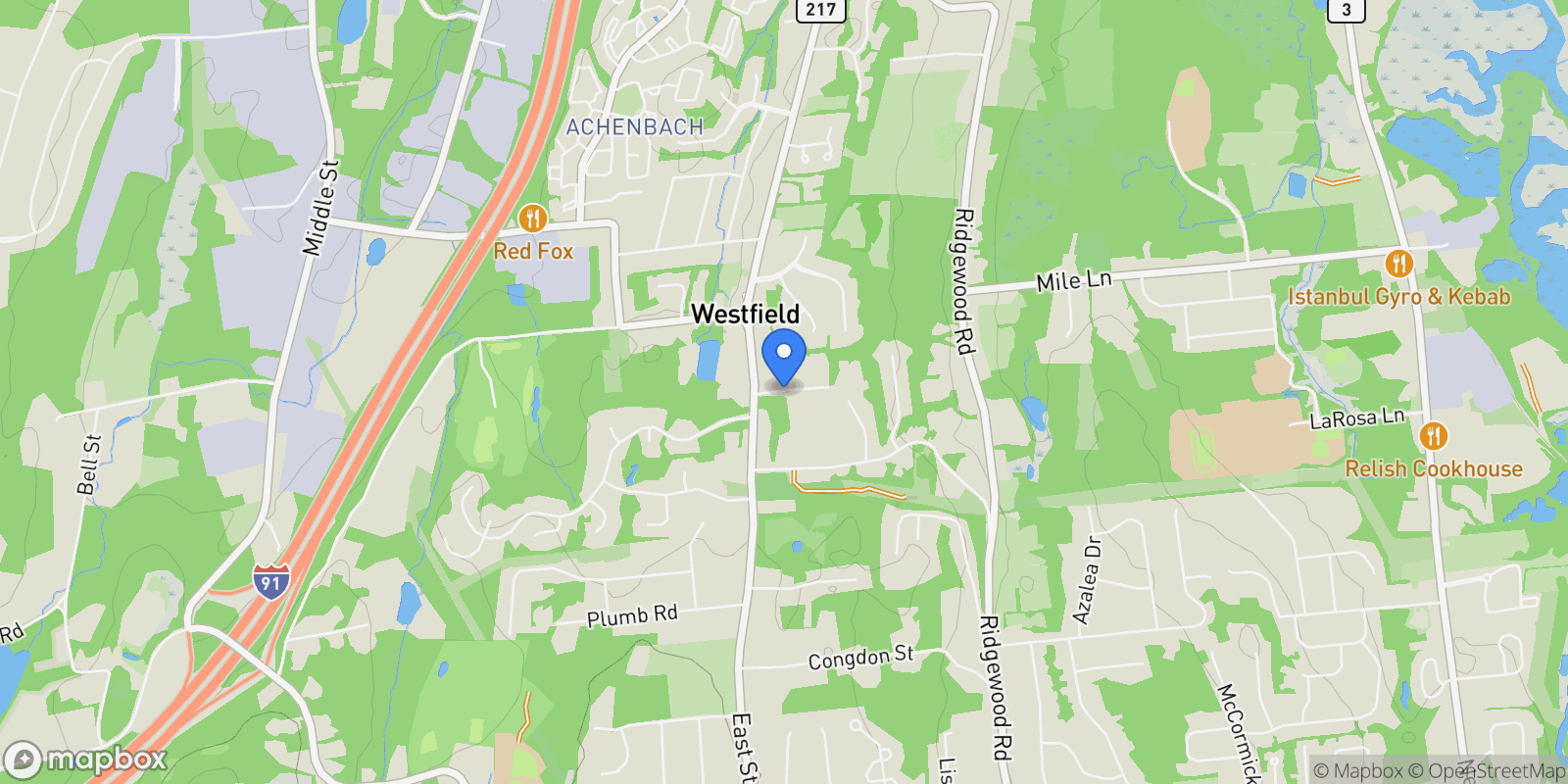 Map showing 17 Flynn Lane, Middletown, Connecticut, United States.