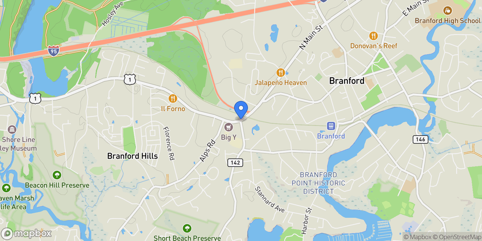 Map showing 1 Freya Lane, Connecticut.