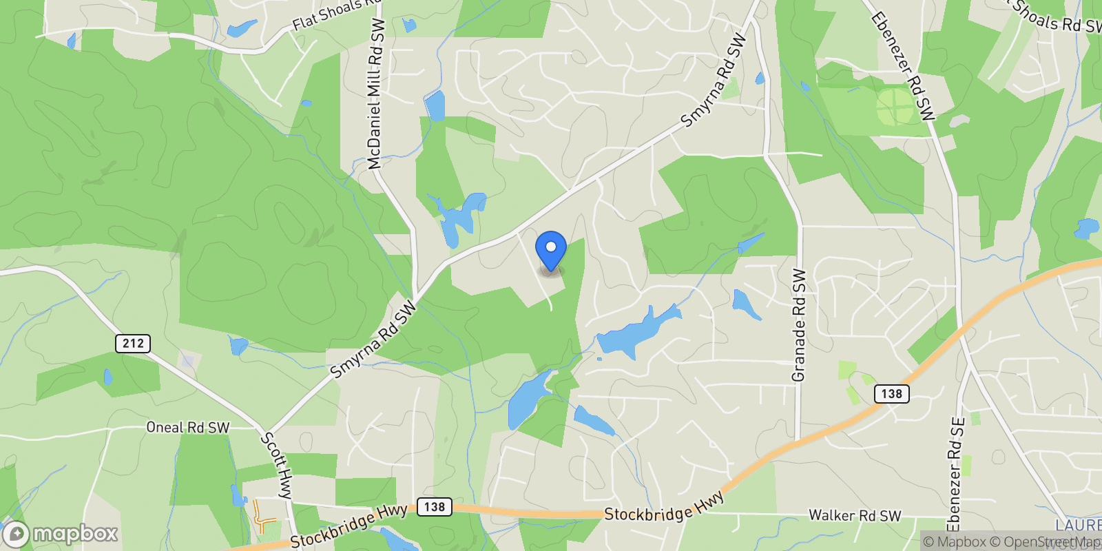 Map showing Conyers, Georgia, United States.