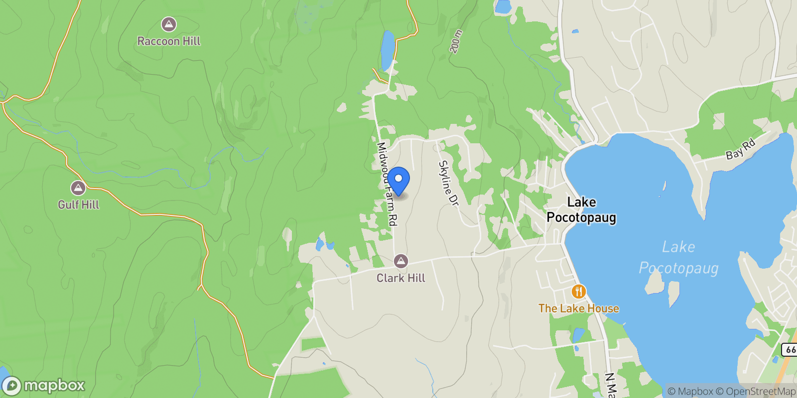 Map showing 32 Midwood Farm Road, East Hampton, Connecticut, United States.