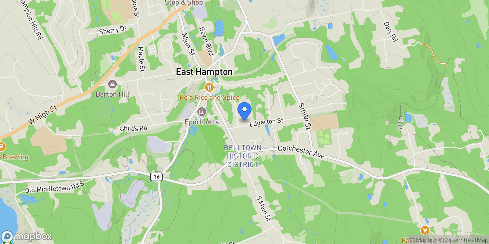 Map showing 10 Freya Lane, East Hampton, Connecticut, United States.