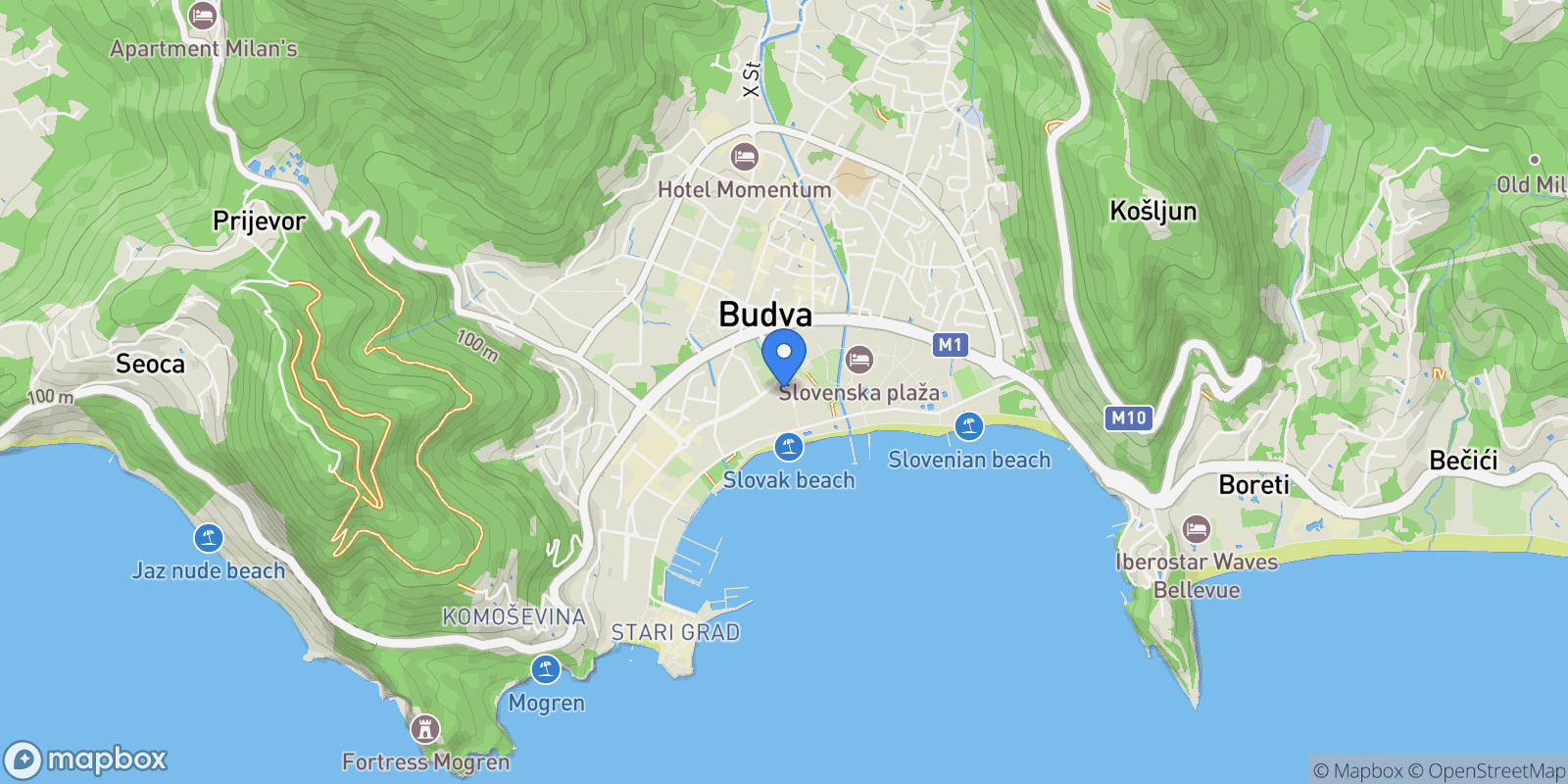 Map showing bb, Mediteranska, Budva 85310, Montenegro, Budva, Budva Municipality, Montenegro.