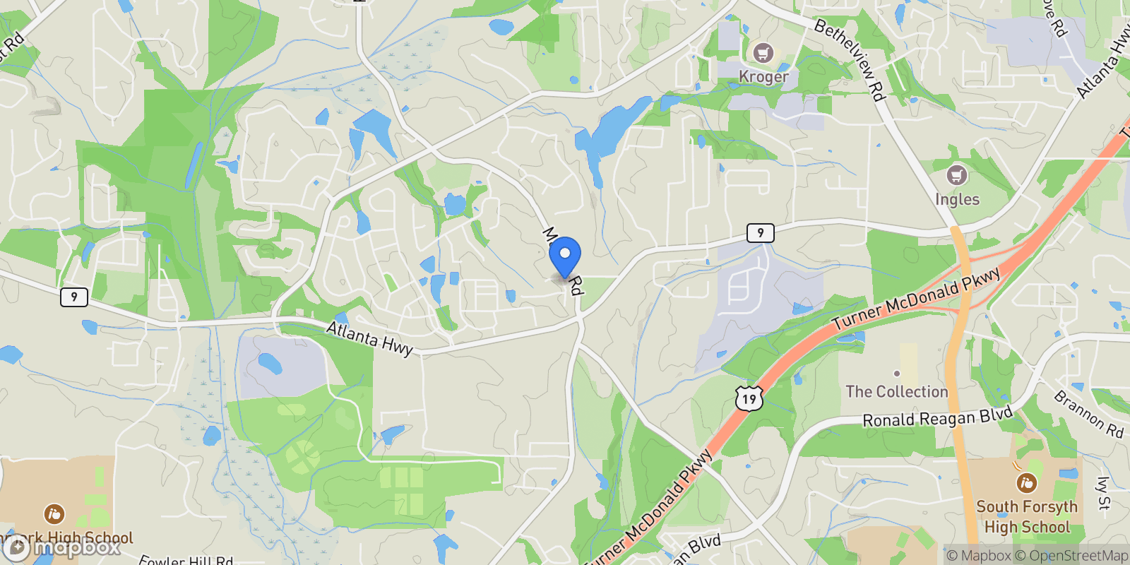Map showing 7310 Winderlea Lane, Cumming, Georgia, United States.