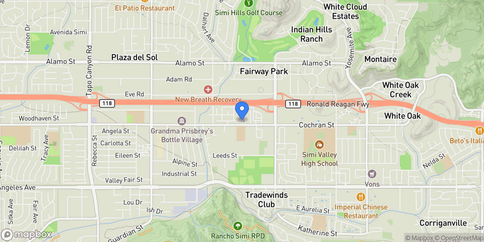 Map showing 4989 Cochran Street, Simi Valley, California, United States.