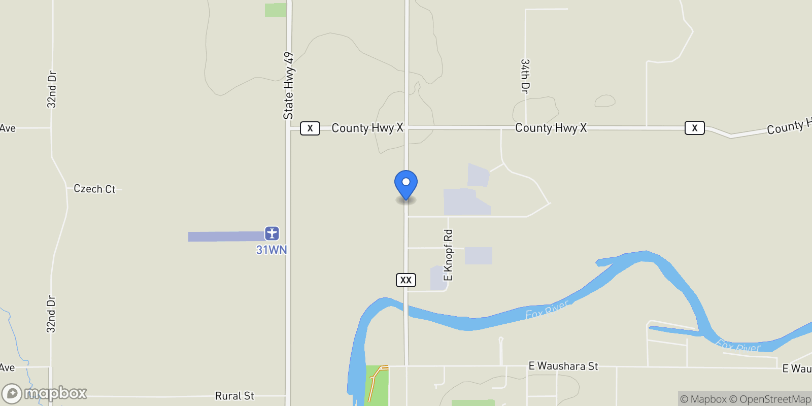 Map showing 98 Acres County Road Xx, Berlin, WI 54923, Berlin, Wisconsin, United States.