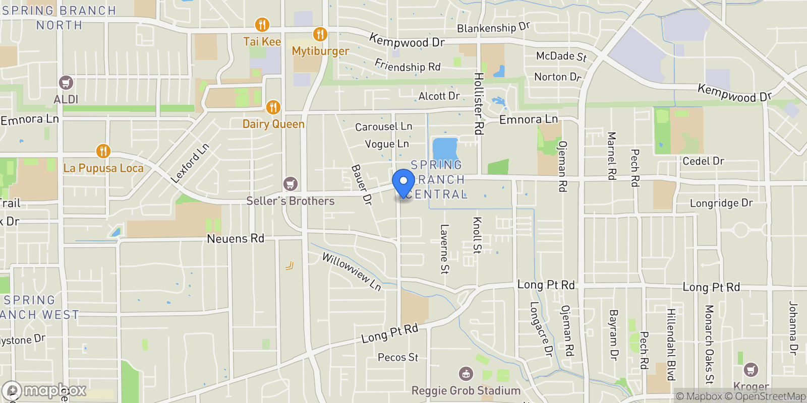 Map showing 9115 Poco Road, Houston, Texas, United States.