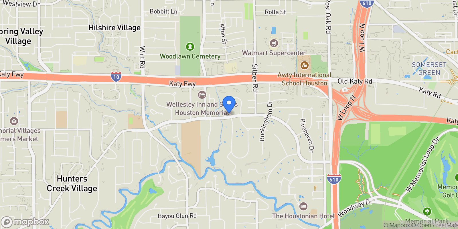 Map showing 701 W Friar Tuck Lane, Houston, Texas, United States.