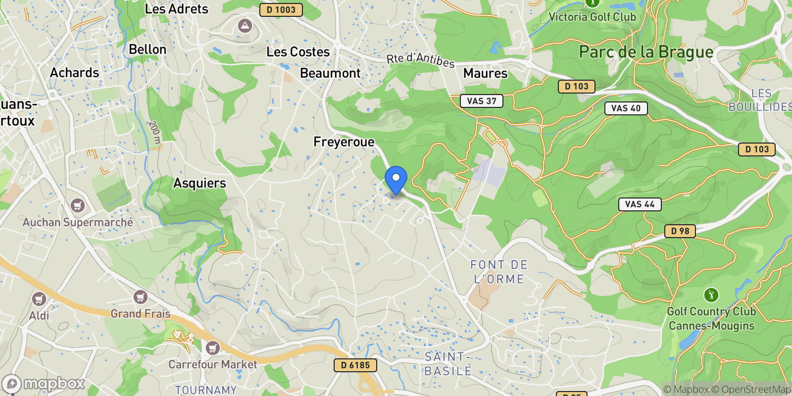 Map showing Mougins, Provence-Alpes-Côte d'Azur, France.