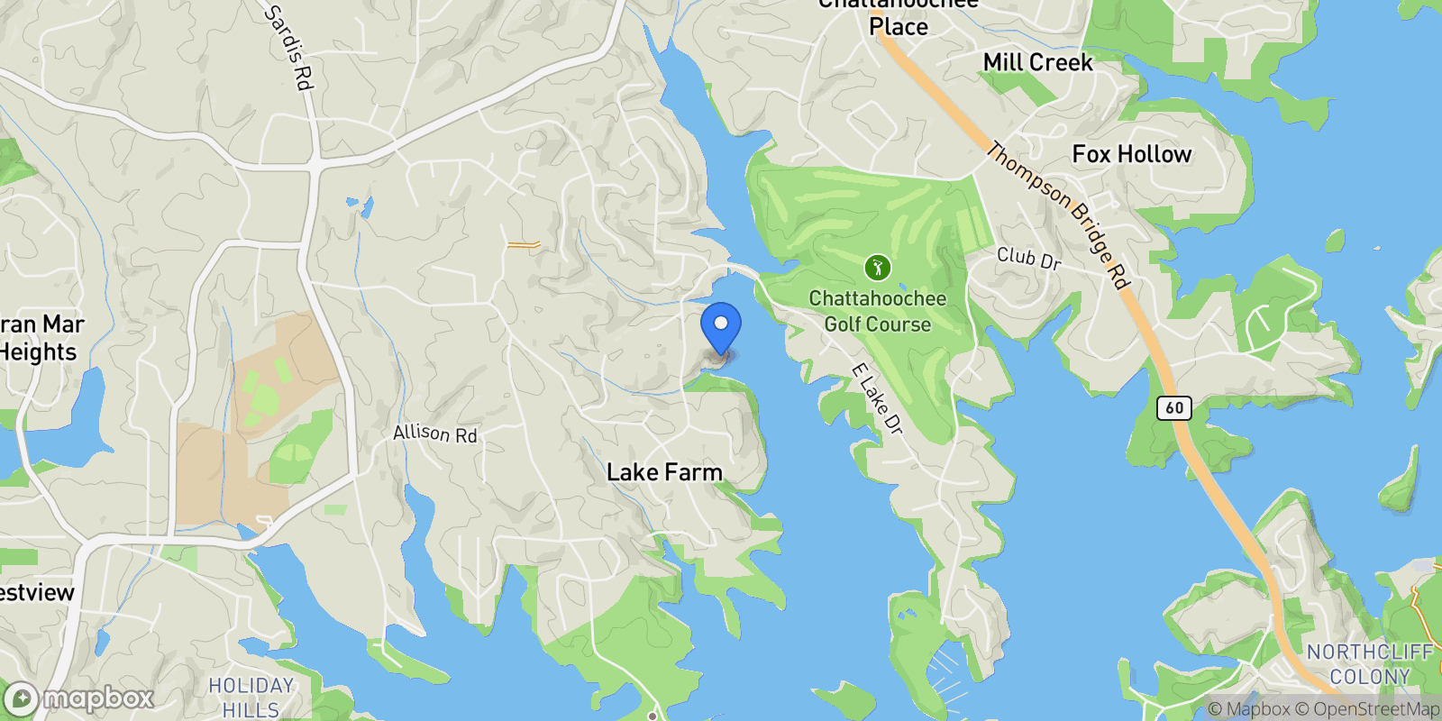 Map showing 951 East Lake Drive, Gainesville, Georgia, United States.