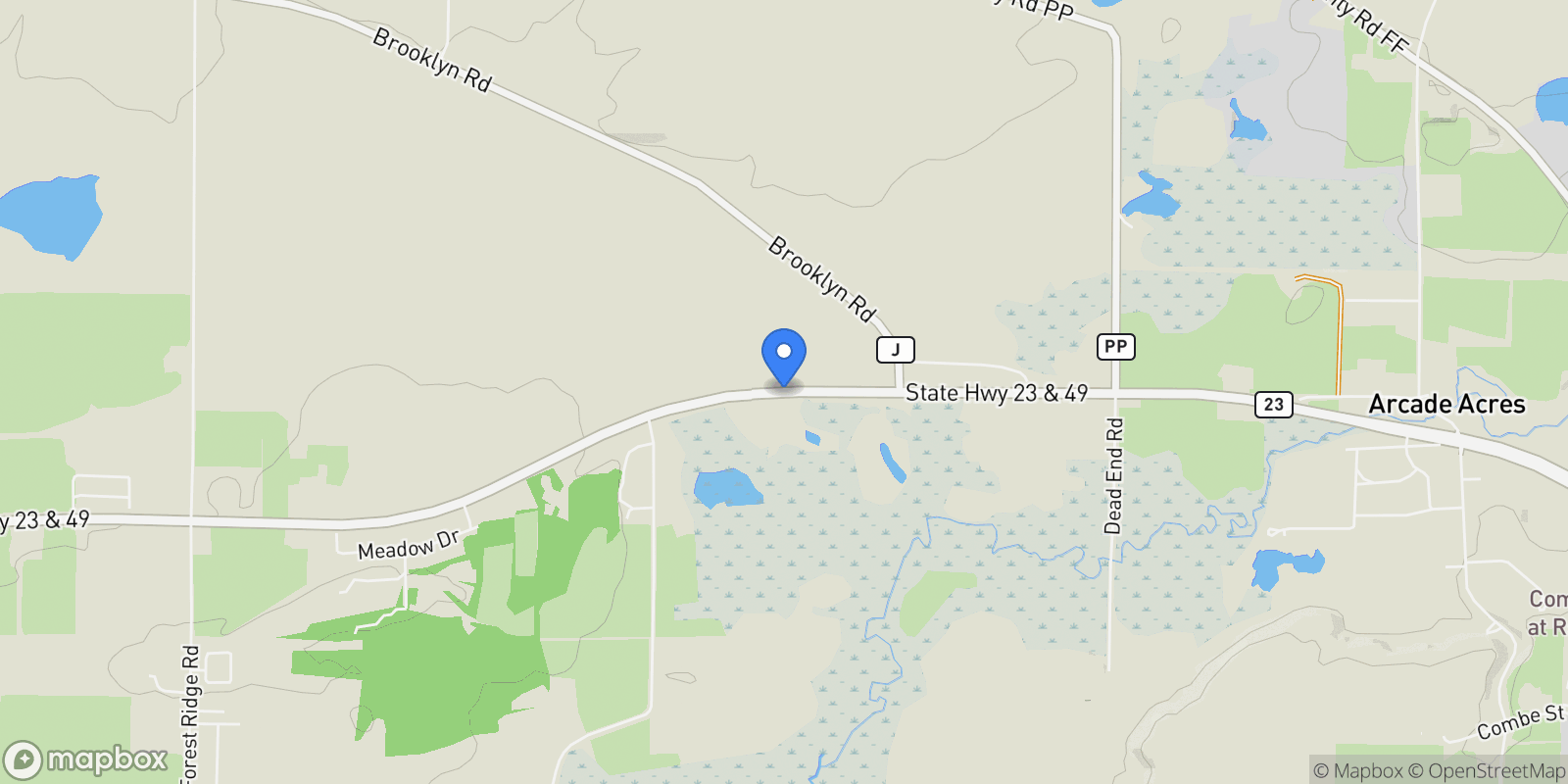 Map showing 100 Highway 23, Green Lake, WI 54941, Green Lake, Wisconsin, United States.