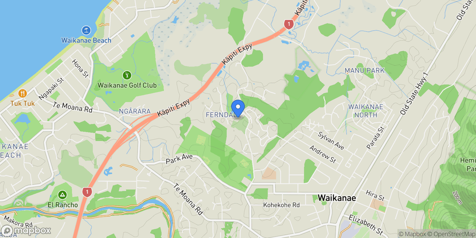 Map showing 6 Ferndale Drive Waikanae , Wellington, WGN 5036, Waikanae, Wellington, New Zealand.