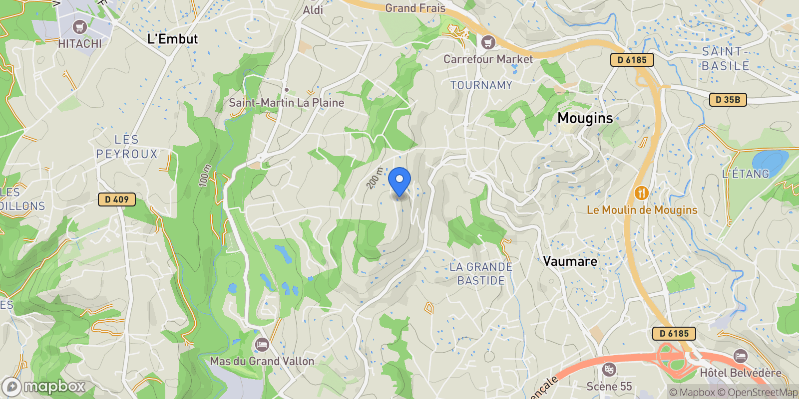 Map showing Mougins, Provence-Alpes-Côte d'Azur, France.