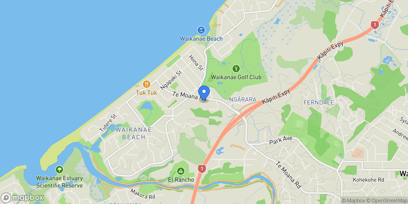 Map showing 70 Te Moana Road Waikanae Beach , Wellington, WGN 5036, Waikanae Beach, Wellington, New Zealand.