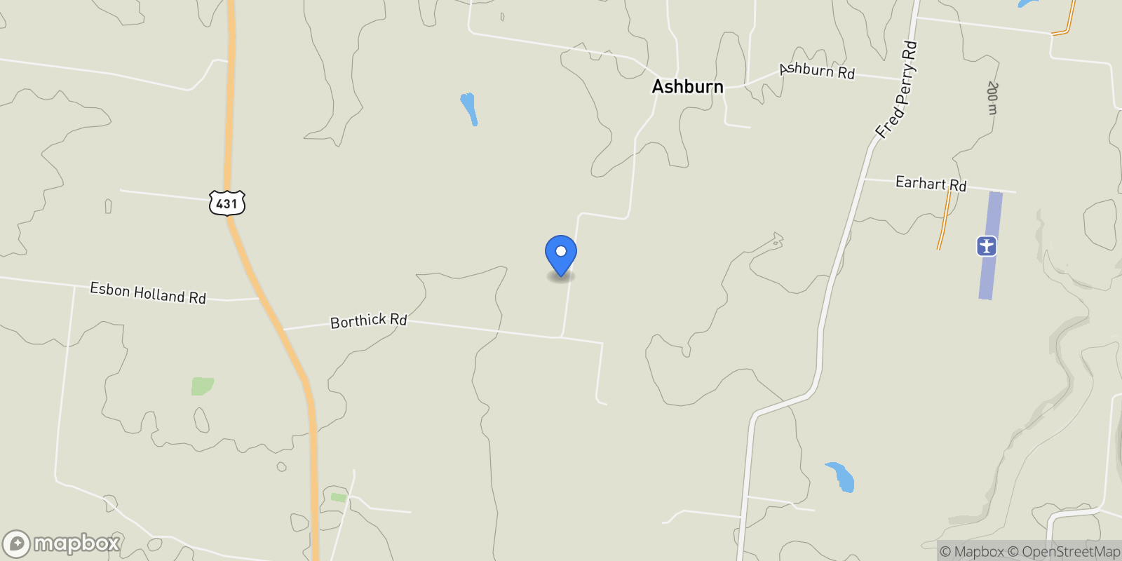 Map showing 5654 Borthick Rd, Springfield, Tennessee, United States.