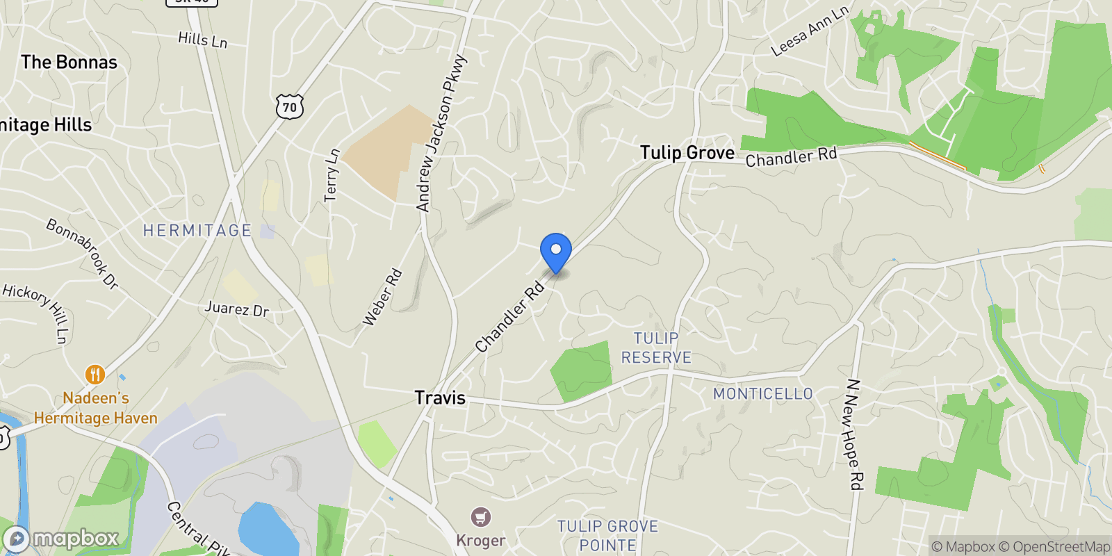 Map showing 4451 Chandler Rd, Nashville, Tennessee, United States.