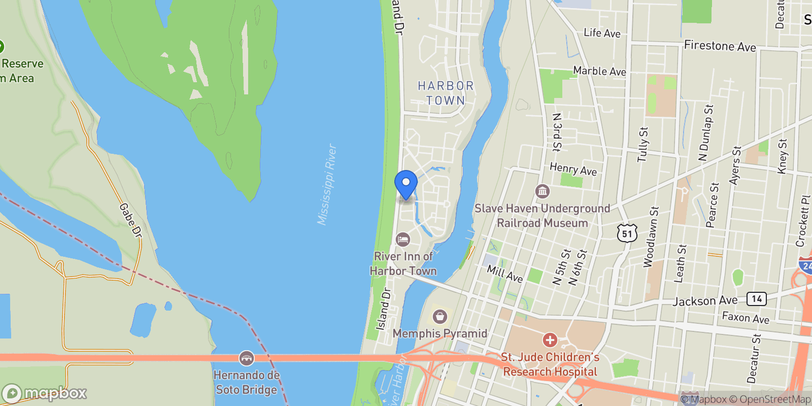 Map showing 824 River Park Dr, Memphis, Tennessee, United States.