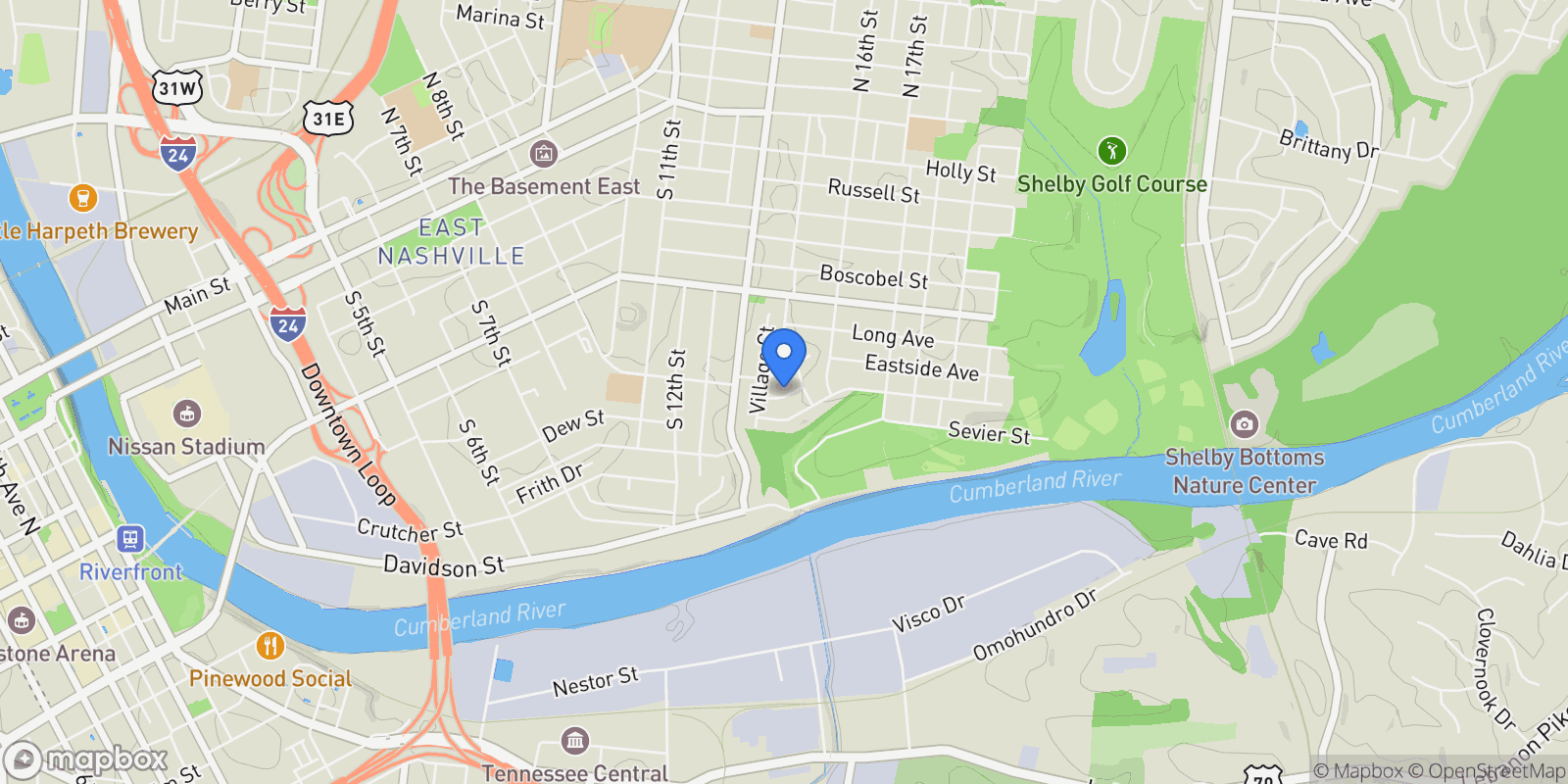 Map showing 1423 Fulton St, Nashville, Tennessee, United States.