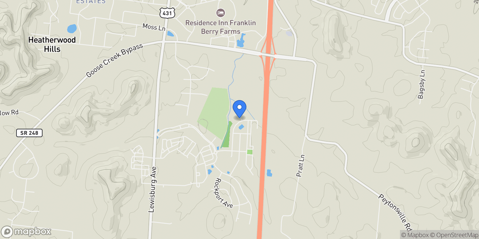 Map showing 3000 Fernshaw Ln, Franklin, Tennessee, United States.
