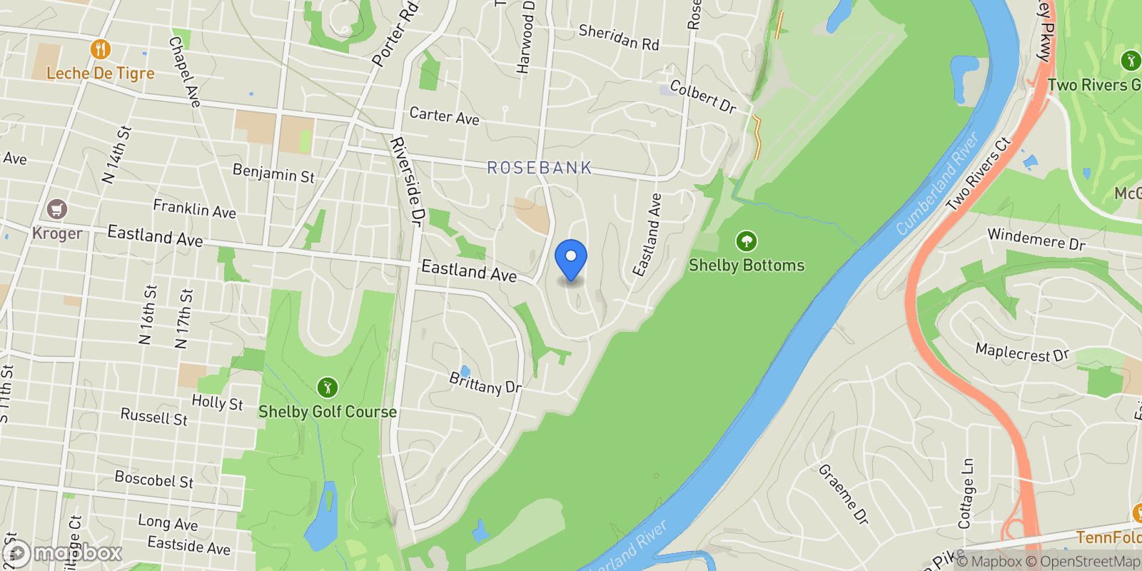 Map showing 907A Potter Ln, Nashville, Tennessee, United States.