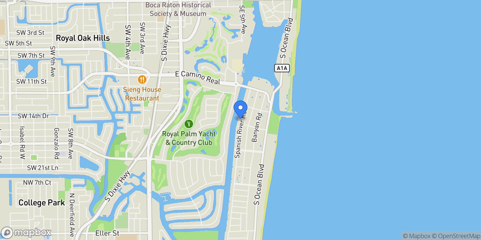 Map showing 1175 Spanish River Rd, Boca Raton, Florida, United States.