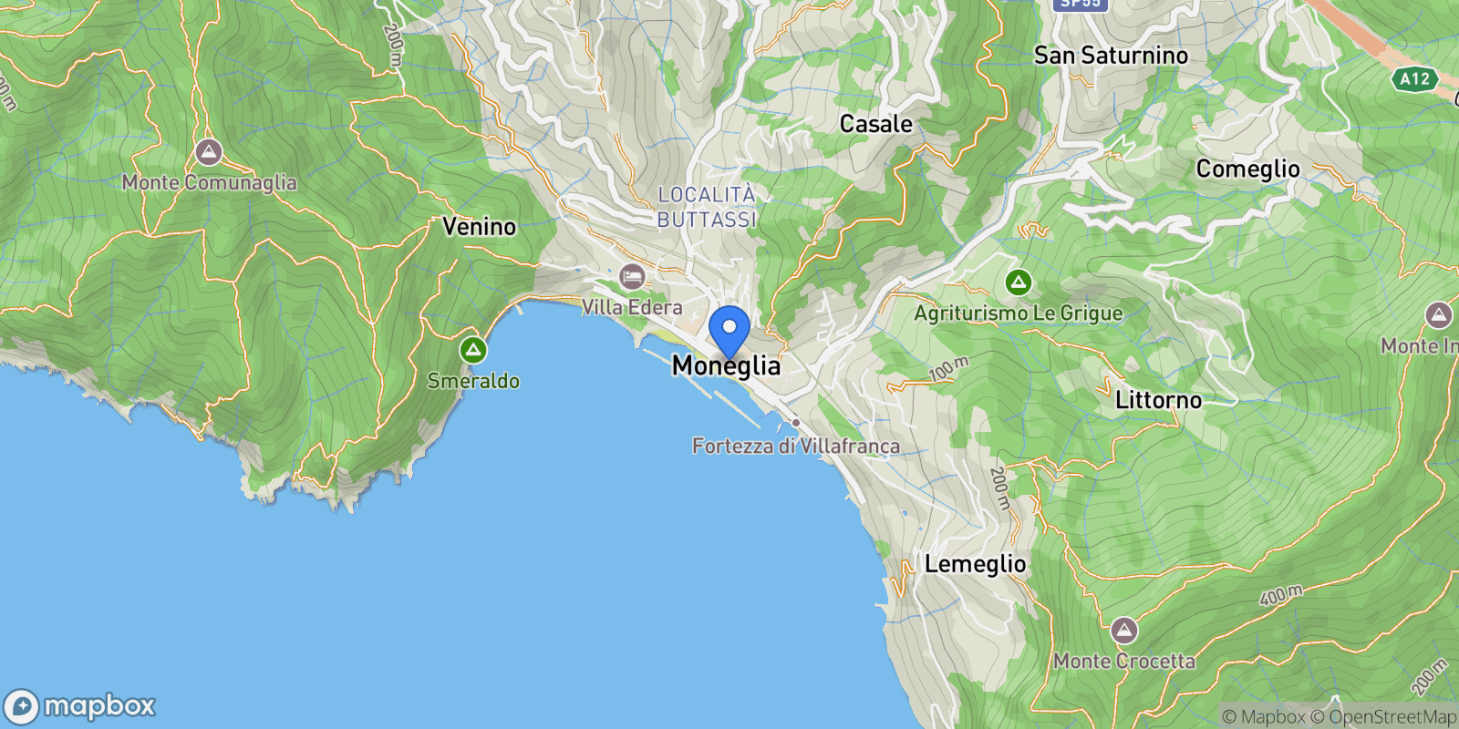 Map showing Via Per Lemeglio, Moneglia, Liguria, Italy.