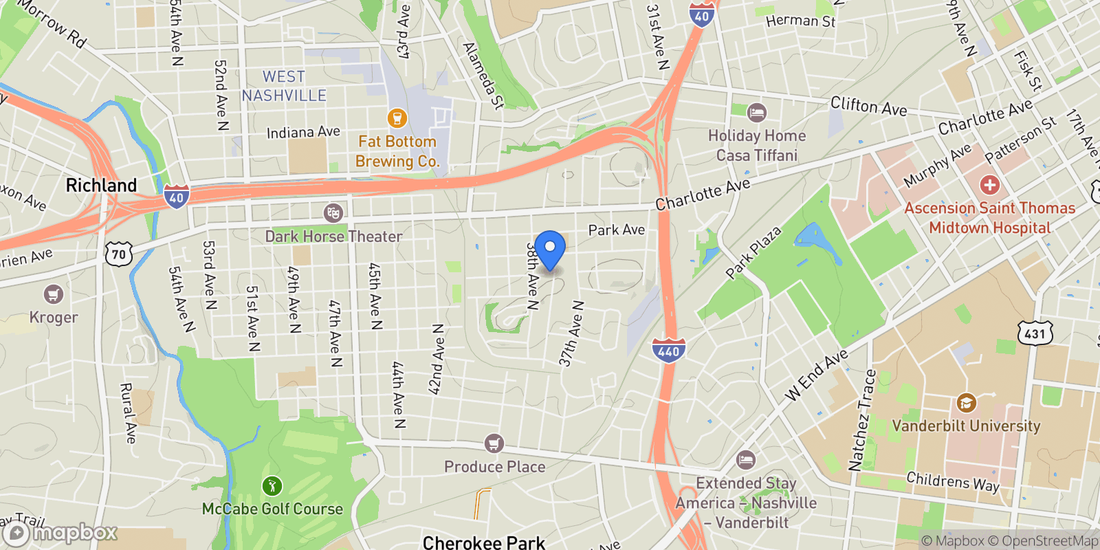 Map showing 341 Chamberlin St, Nashville, Tennessee, United States.