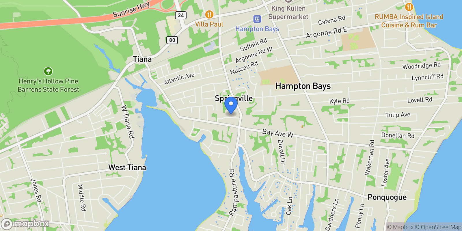 Map showing 10 Shinnecock Lane, Hampton Bays, NY 11946, Hampton Bays, New York, United States.