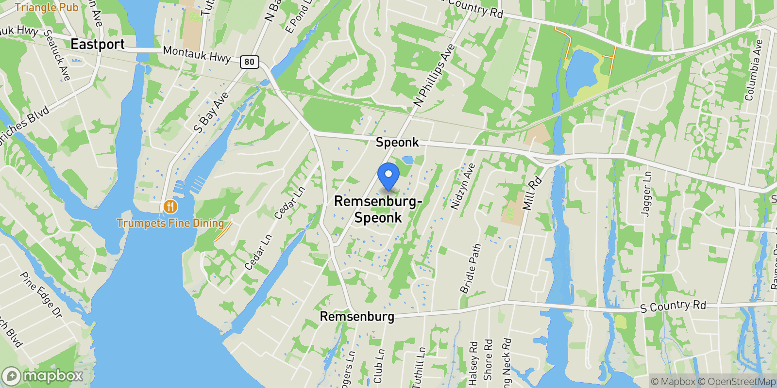 Map showing 50A South Phillips Avenue , Remsenburg, NY 11972, Eastport, New York, United States.