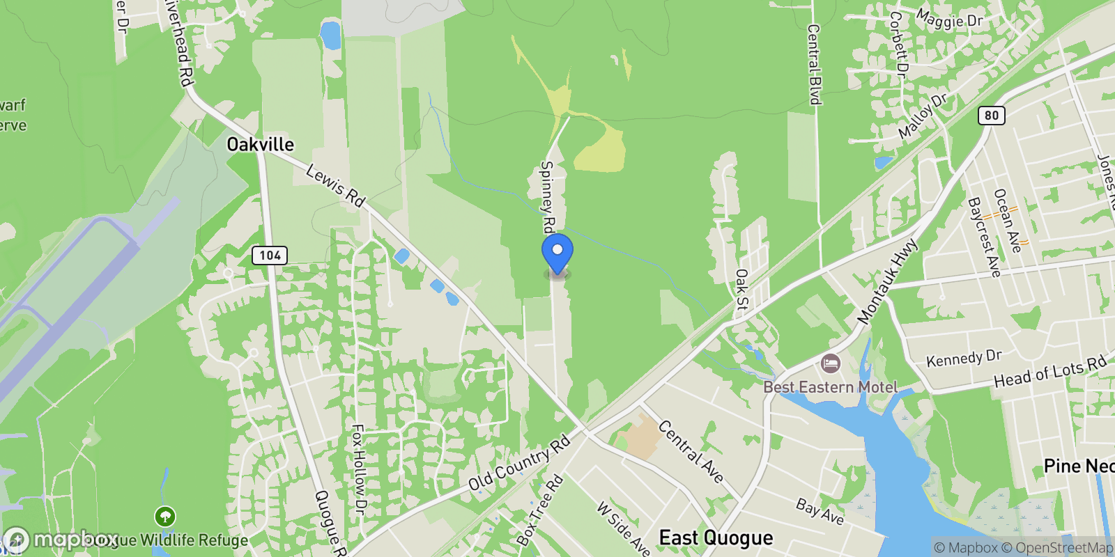Map showing 107 Spinney Road , East Quogue, NY 11942, East Quogue, New York, United States.