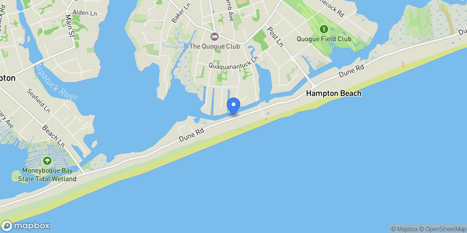 Map showing 39 Dune Road , Quogue, NY 11959, Quogue, New York, United States.
