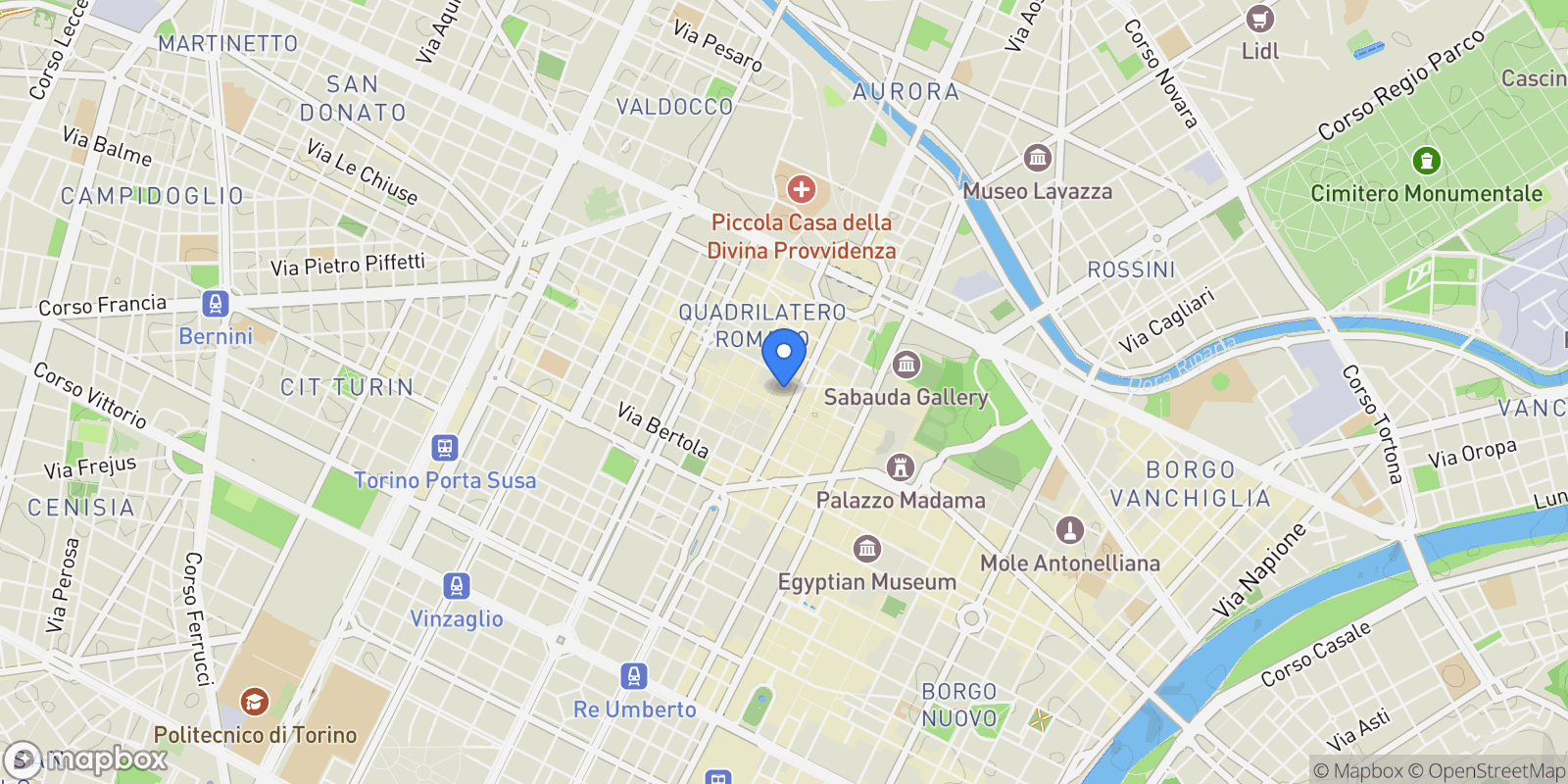 Map showing Via Massena 103, Turin, Piedmont, Italy.