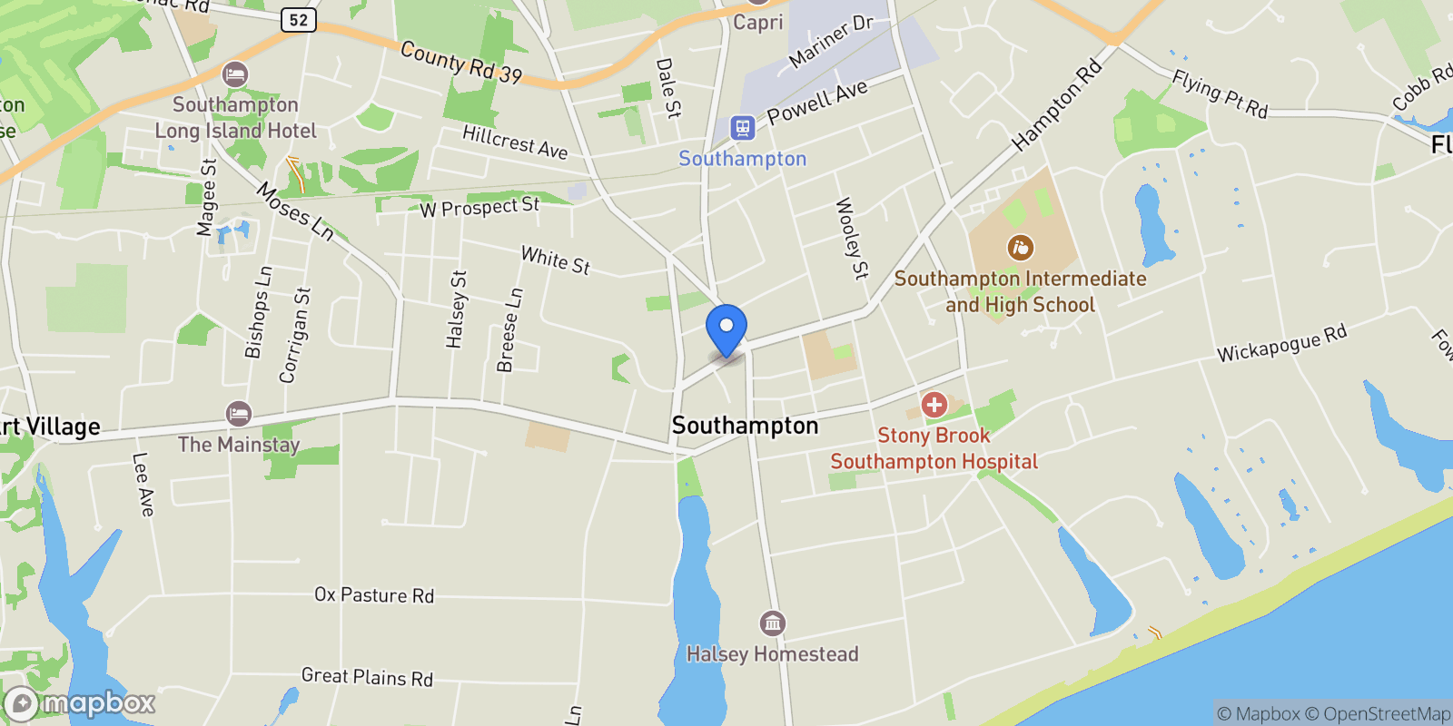 Map showing 28 Nugent Street , Southampton, NY 11968, Southampton, New York, United States.