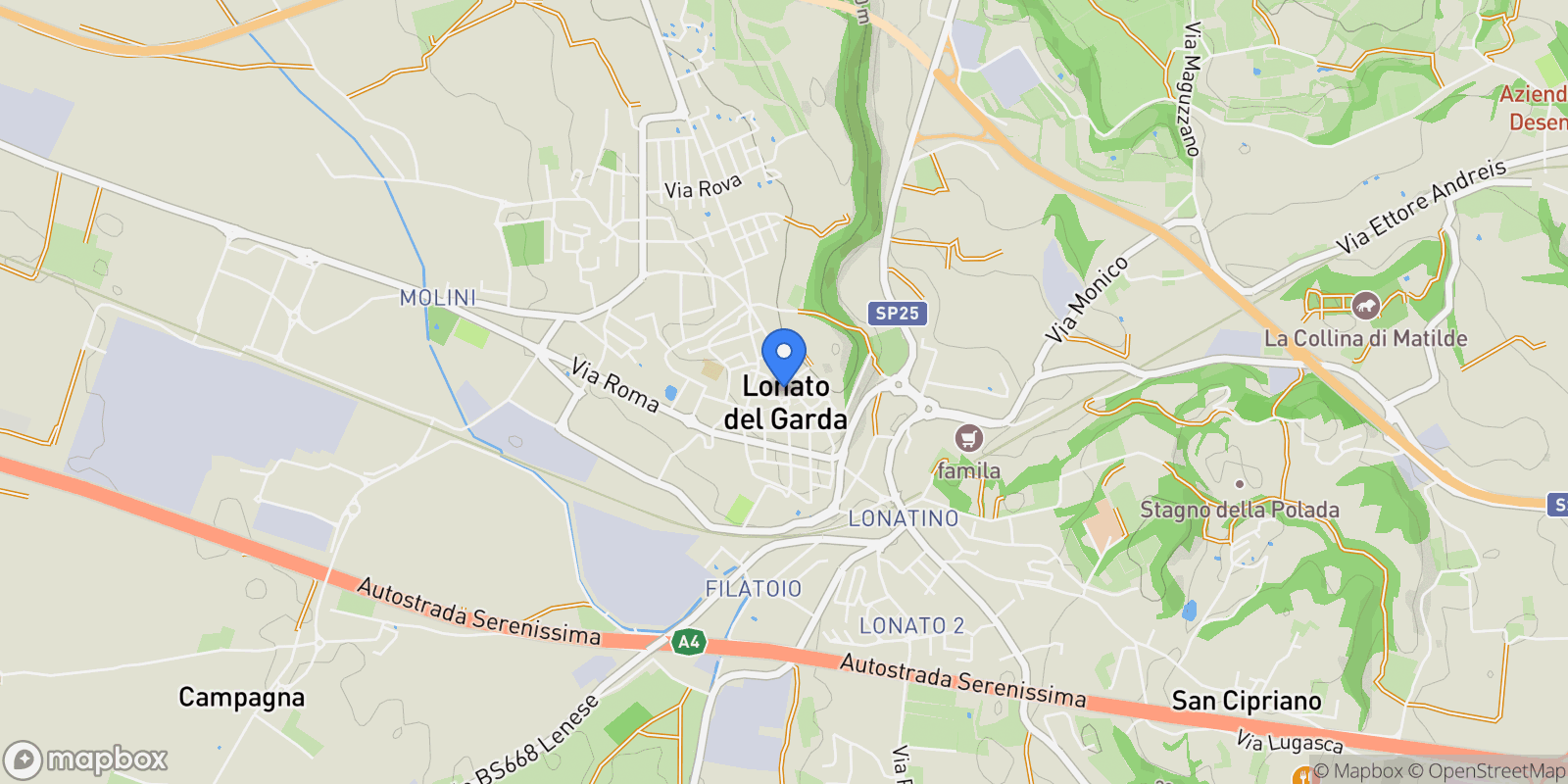 Map showing Lonato del Garda, Lombardy, Italy.