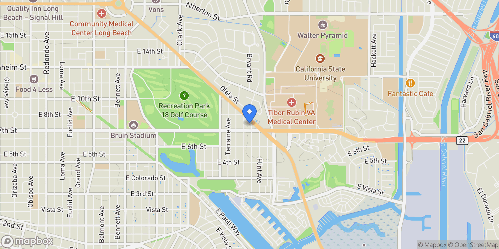Map showing 735 Ultimo, Signal Hill, California, United States.