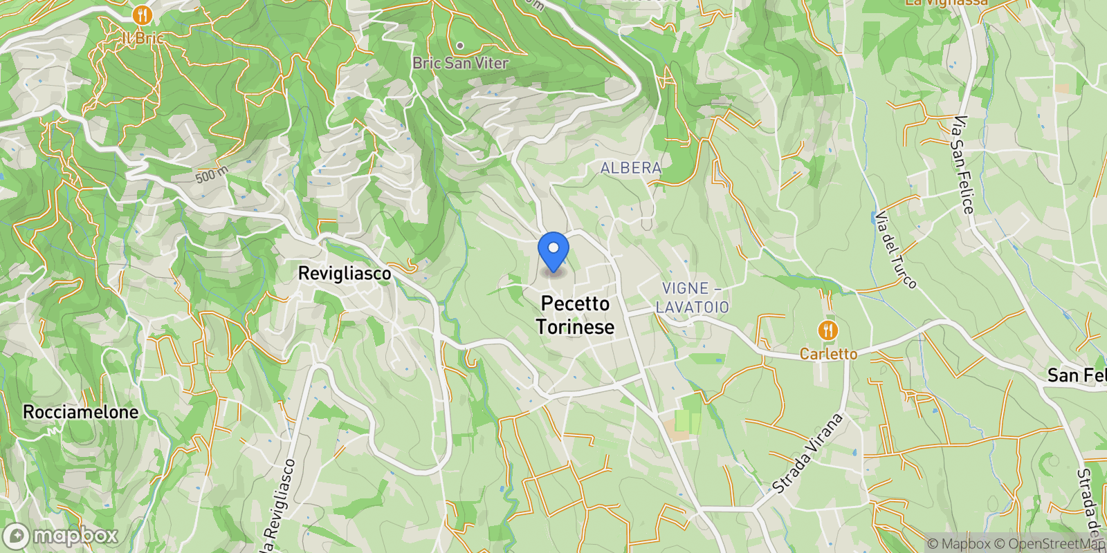 Map showing Pecetto Torinese, Piedmont, Italy.