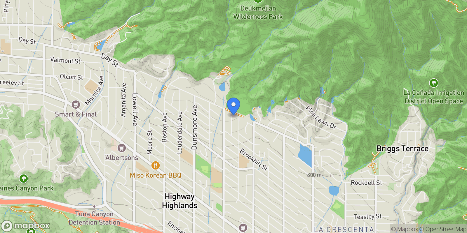 Map showing 5166 Finehill Avenue, Glendale, California, United States.
