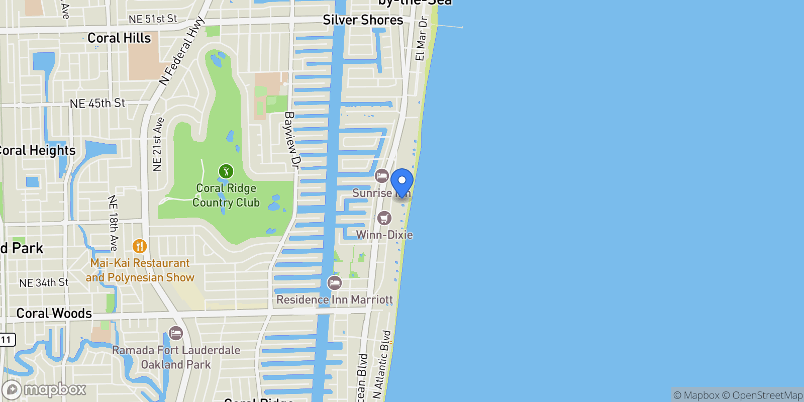 Map showing 3900 Galt Ocean Drive 712, Fort Lauderdale, Florida, United States.