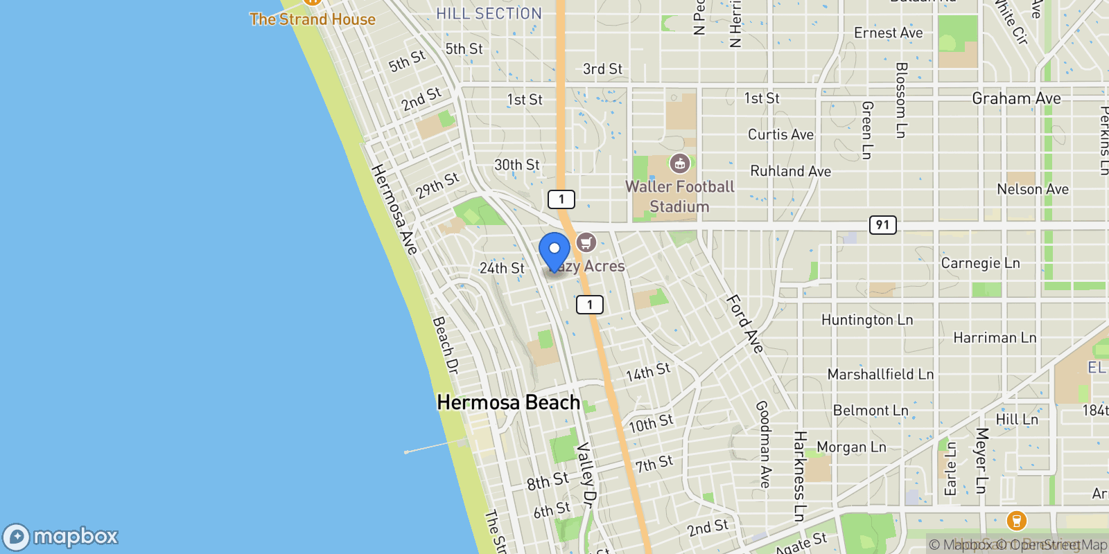 Map showing 633 21st, Hermosa Beach, CA 90254, Hermosa Beach, California, United States.