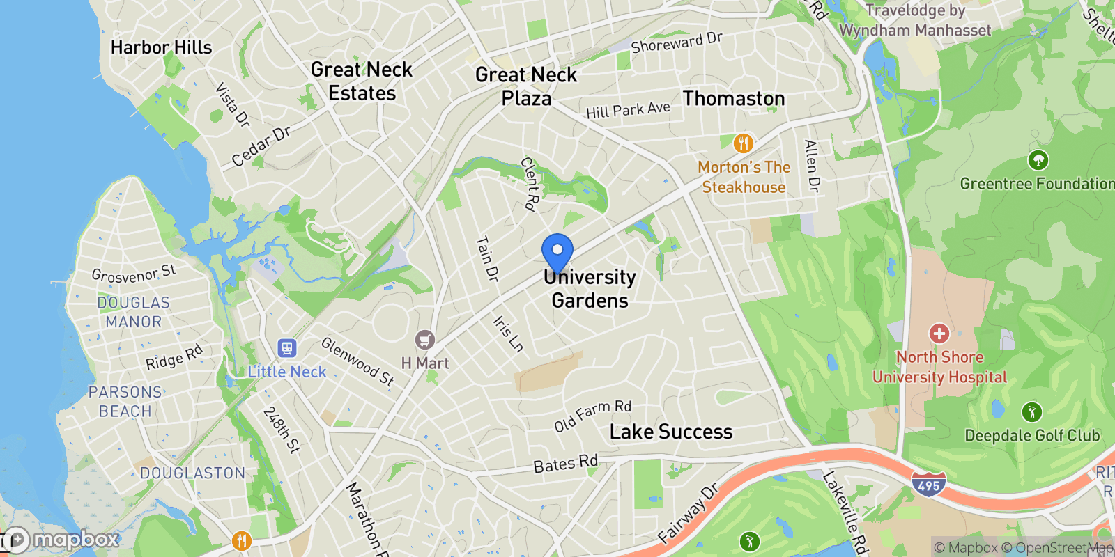 Map showing 36 Somerset Drive, Great Neck, NY 11020, Great Neck, New York, United States.