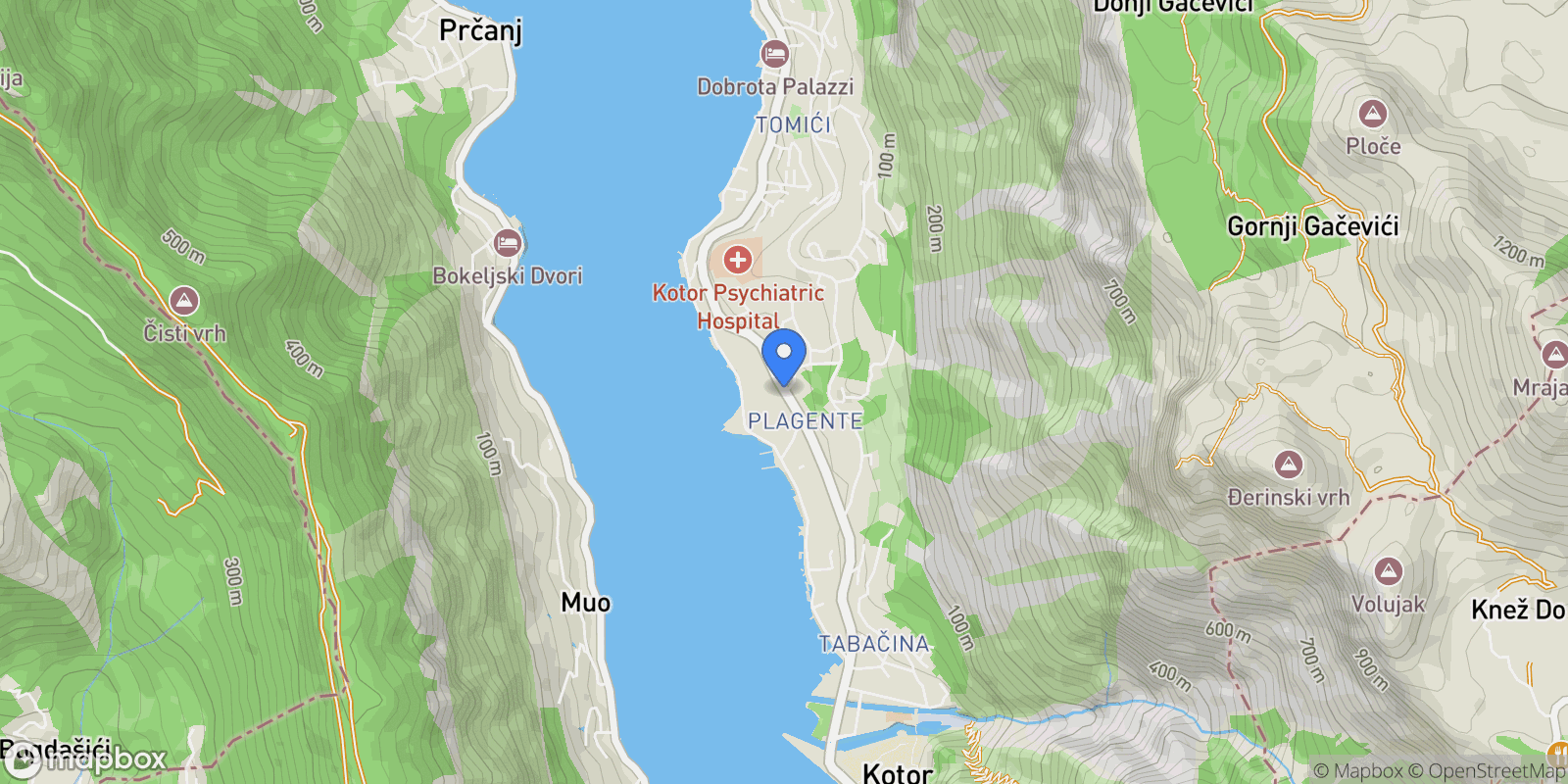 Map showing Kotor, Dobrota, Dobrota, Kotor Municipality, Montenegro.