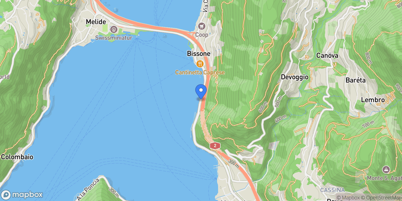Map showing Via Maroggia, 6816 Bissone, Switzerland, Bissone, Ticino, Switzerland.
