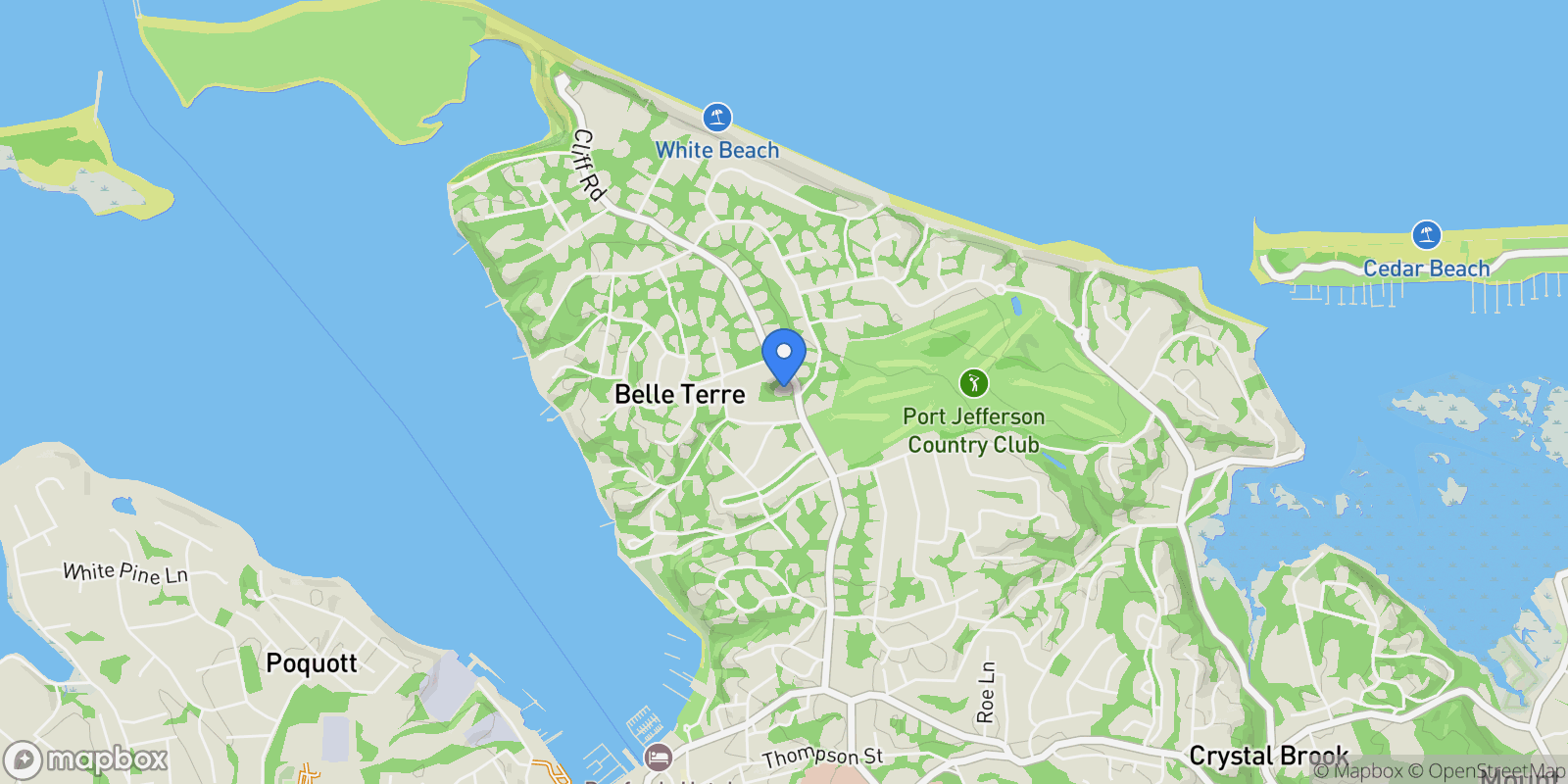 Map showing 66 Cliff Road, Port Jefferson, NY 11777, Port Jefferson, New York, United States.