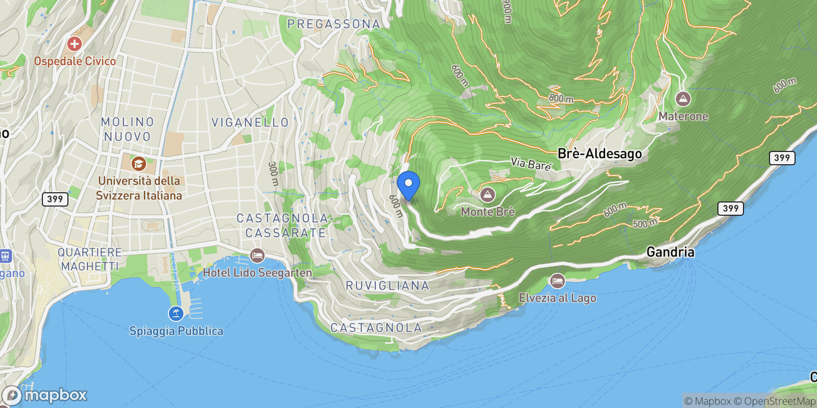 Map showing Via Aldesago, Lugano, Switzerland, Lugano, Ticino, Switzerland.