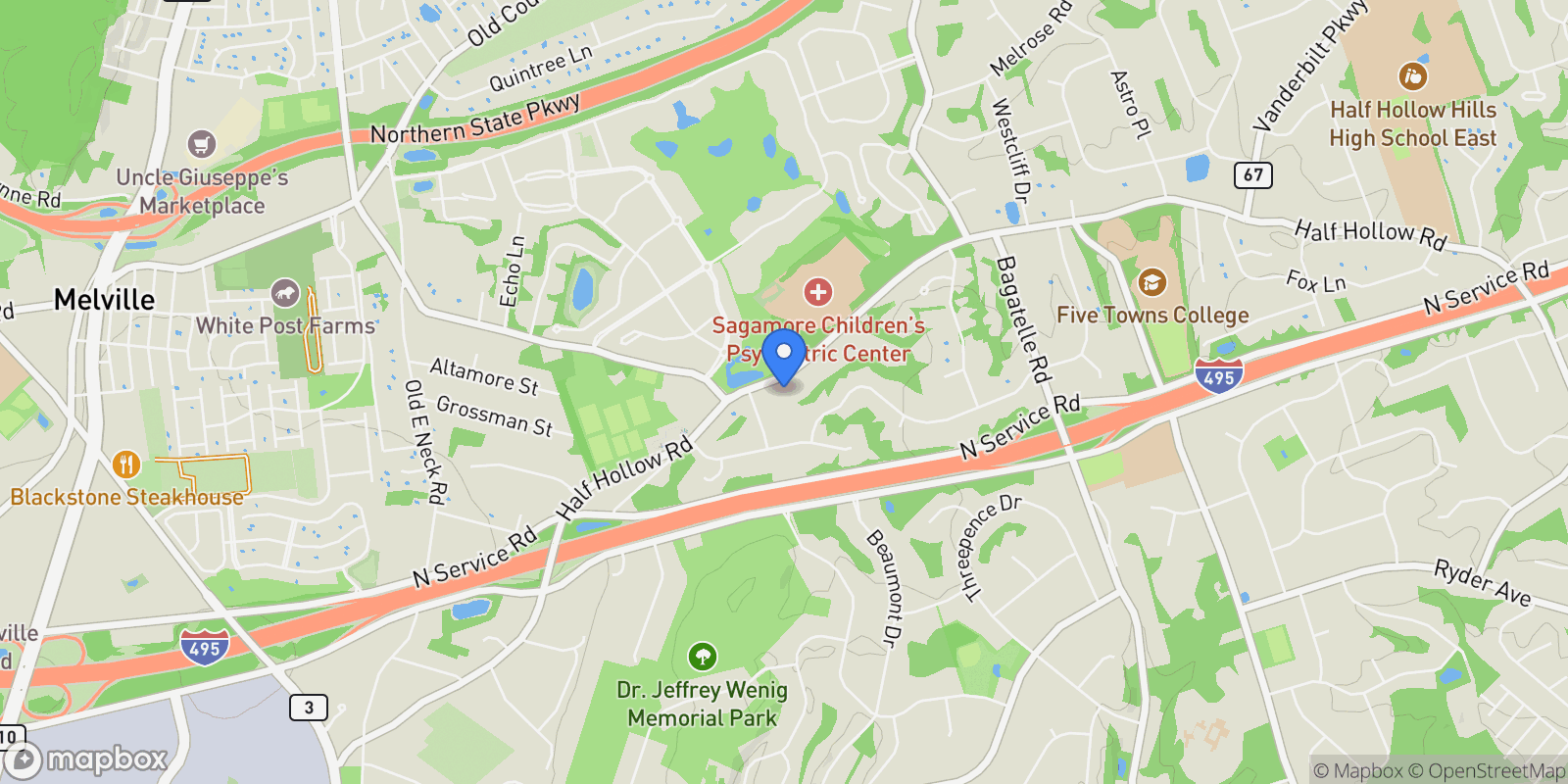 Map showing 258 Half Hollow Road, Dix Hills, NY 11746, Huntington Station, New York, United States.